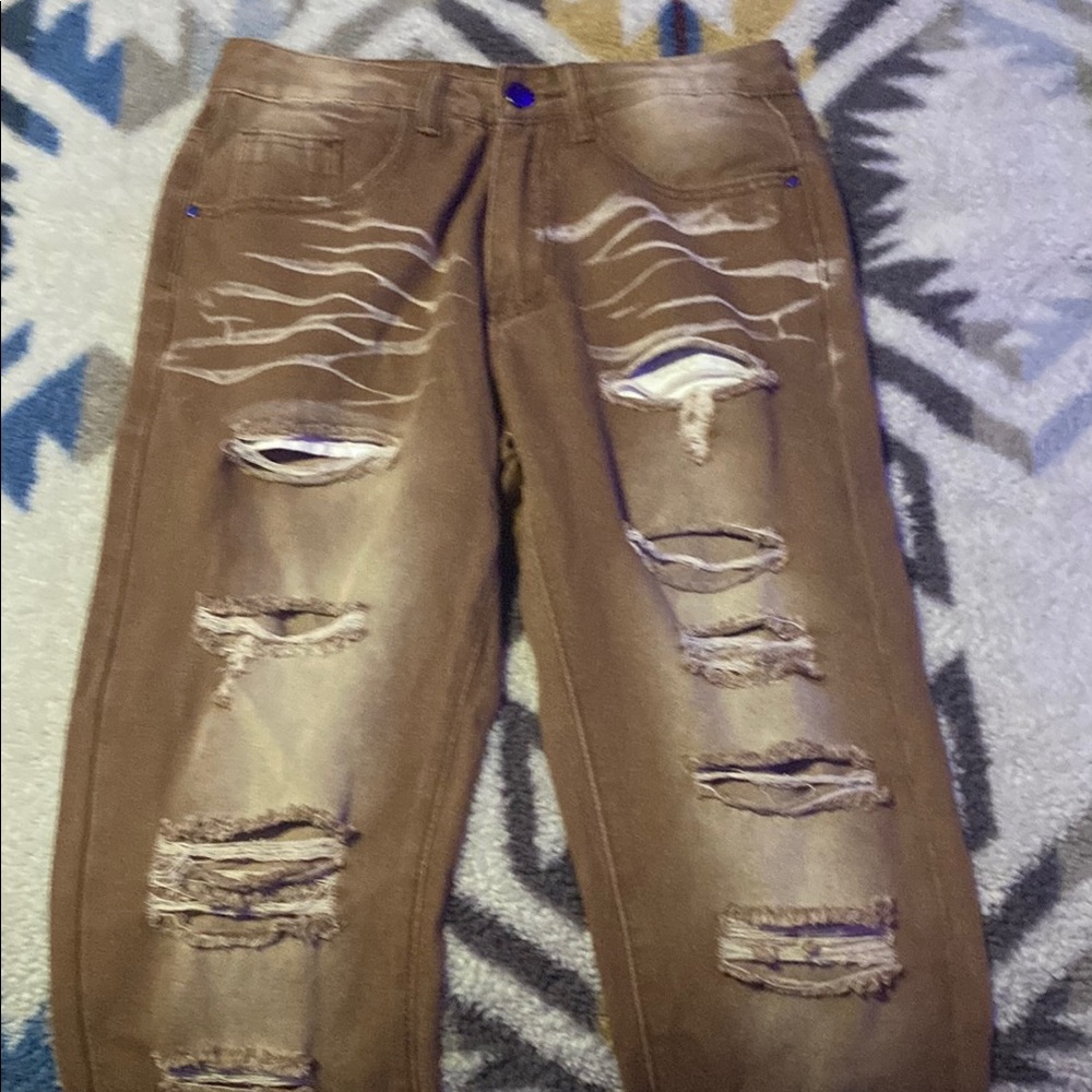 Distressed Brown Jeans